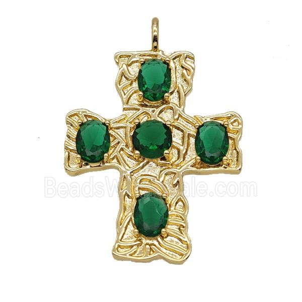 Copper Cross Pendant Pave Zirconia Gold Plated