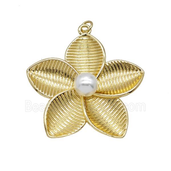 Copper Flower Pendant Pave Resin Gold Plated