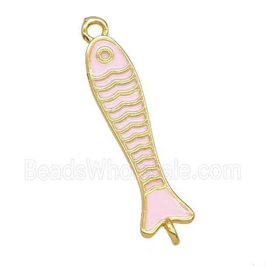 Copper Fish Connector Pink Enamel Gold Plated