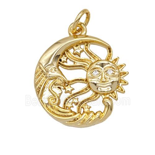 Copper Sun And Moon Pendant Gold Plated