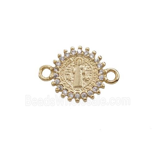 Copper Jesus Connector Pave Zirconia Gold Plated