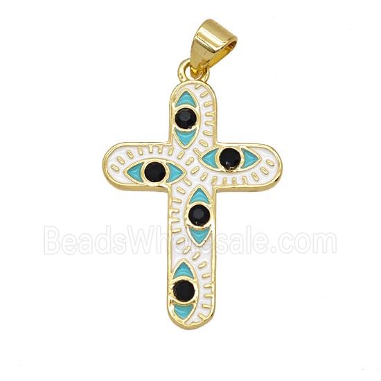 Copper Cross Pendant Enamel Gold Plated