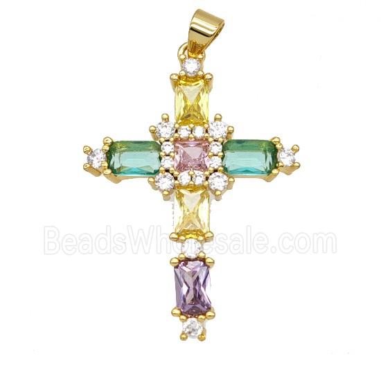 Copper Cross Pendant Pave Zirconia Gold Plated