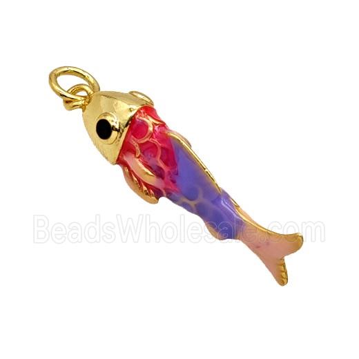 Copper Fish Pendant Enamel Gold Plated