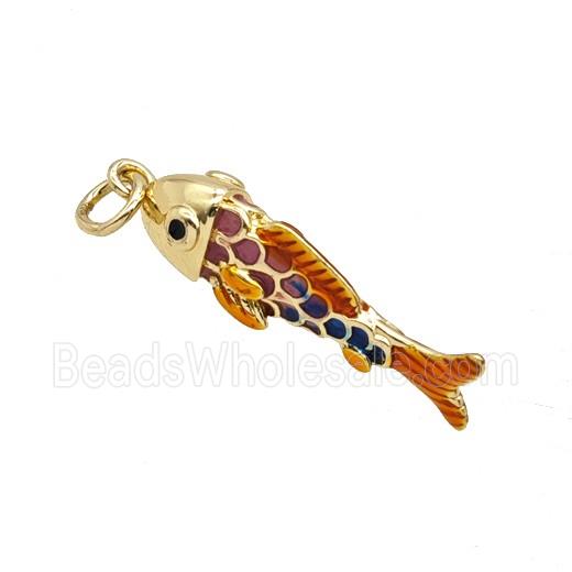 Copper Fish Pendant Enamel Gold Plated
