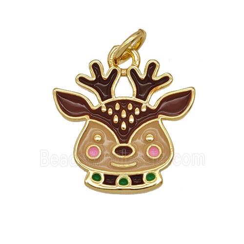 Christmas Reindeer Charms Copper Pendant Enamel Gold Plated