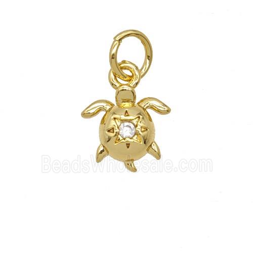 Copper Tortoise Pendant Pave Zirconia 18K Gold Plated
