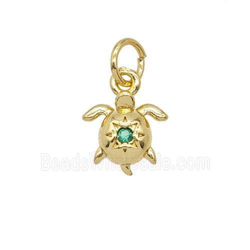 Copper Tortoise Pendant Pave Zirconia 18K Gold Plated