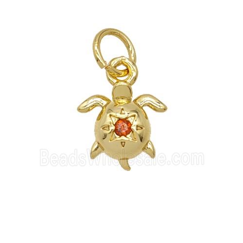 Copper Tortoise Pendant Pave Zirconia 18K Gold Plated