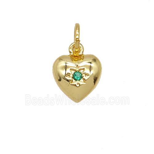 Copper Heart Pendant Pave Zirconia 18K Gold Plated