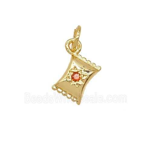 Copper Candy Pendant Pave Zirconia 18K Gold Plated