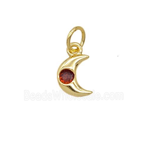 Copper Moon Pendant Pave Zirconia 18K Gold Plated