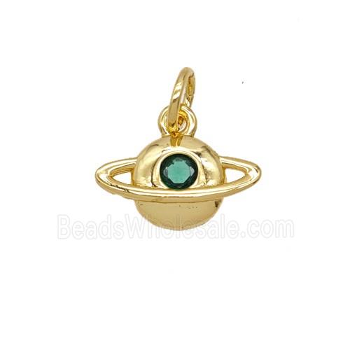 Copper Planet Pendant Pave Zirconia 18K Gold Plated