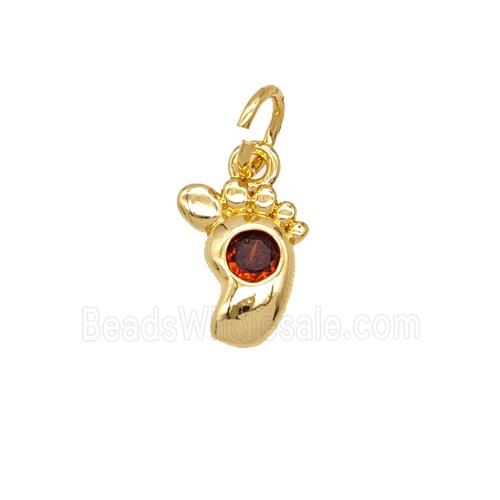 Copper Footprint Pendant Pave Zirconia 18K Gold Plated