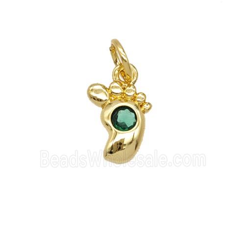 Copper Footprint Pendant Pave Zirconia 18K Gold Plated