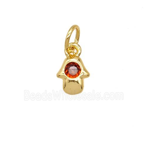 Copper Hamsahand Pendant Pave Zirconia 18K Gold Plated