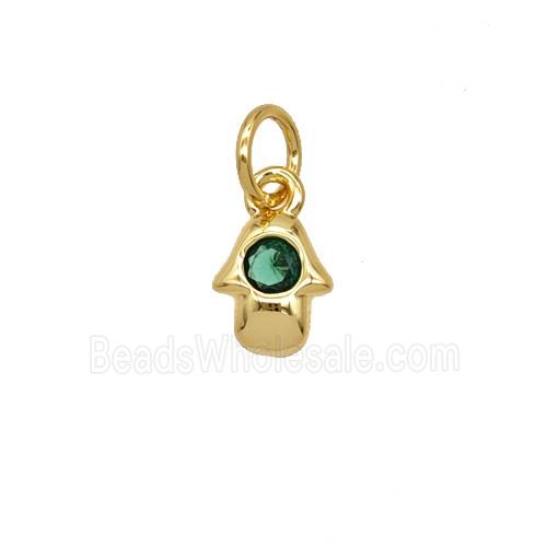 Copper Hamsahand Pendant Pave Zirconia 18K Gold Plated
