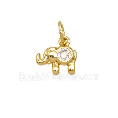 Copper Elephant Pendant Pave Zirconia 18K Gold Plated