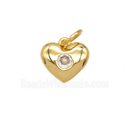 Copper Heart Pendant Pave Zirconia 18K Gold Plated