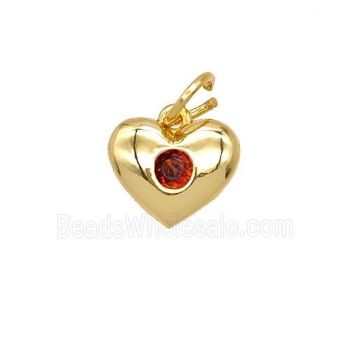 Copper Heart Pendant Pave Zirconia 18K Gold Plated