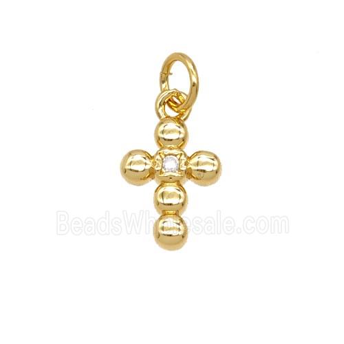 Copper Cross Pendant Pave Zirconia 18K Gold Plated