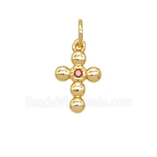 Copper Cross Pendant Pave Zirconia 18K Gold Plated