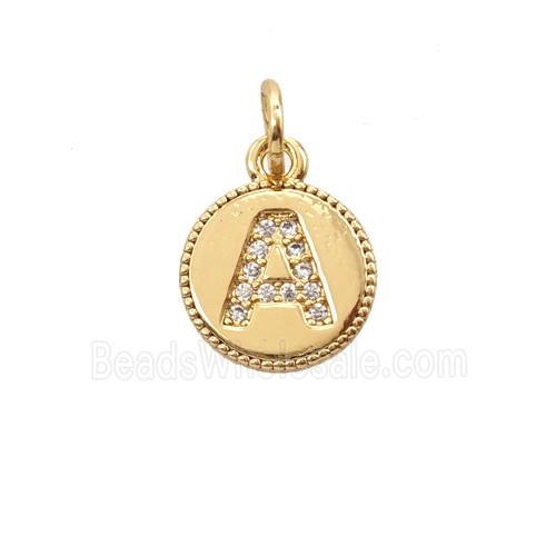 Copper Letter-A Pendant Pave Zirconia 18K Gold Plated