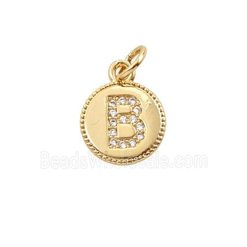 Copper Letter-B Pendant Pave Zirconia 18K Gold Plated