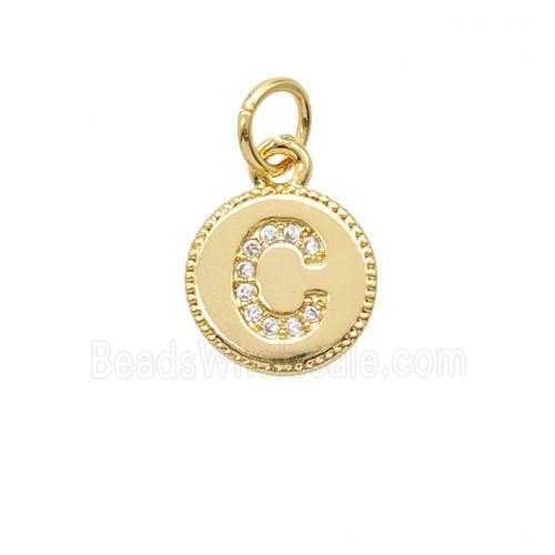 Copper Letter-C Pendant Pave Zirconia 18K Gold Plated