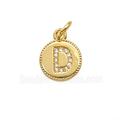 Copper Letter-D Pendant Pave Zirconia 18K Gold Plated