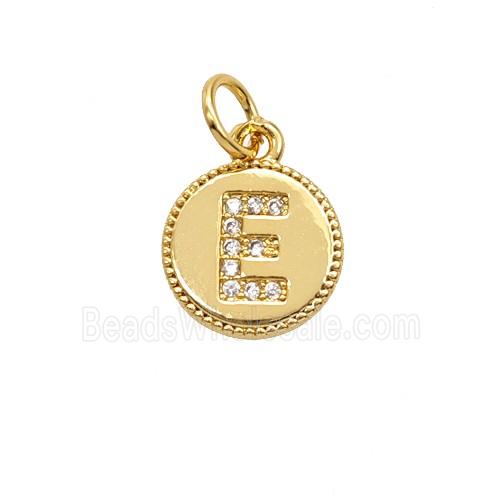 Copper Letter-E Pendant Pave Zirconia 18K Gold Plated