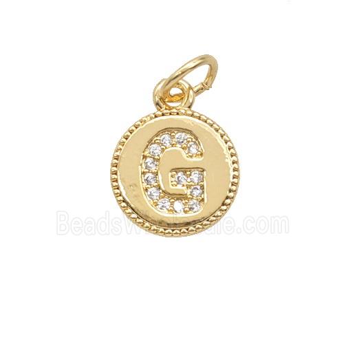 Copper Letter-G Pendant Pave Zirconia 18K Gold Plated