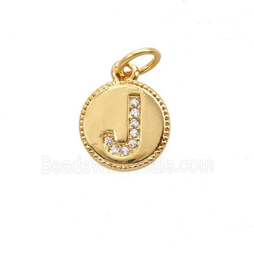 Copper Letter-J Pendant Pave Zirconia 18K Gold Plated