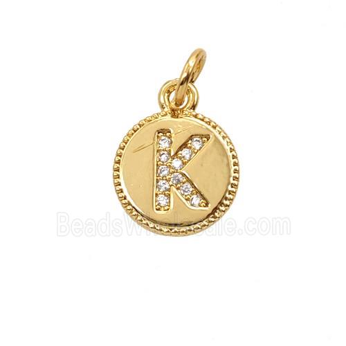 Copper Letter-K Pendant Pave Zirconia 18K Gold Plated