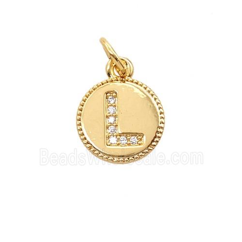 Copper Letter-L Pendant Pave Zirconia 18K Gold Plated