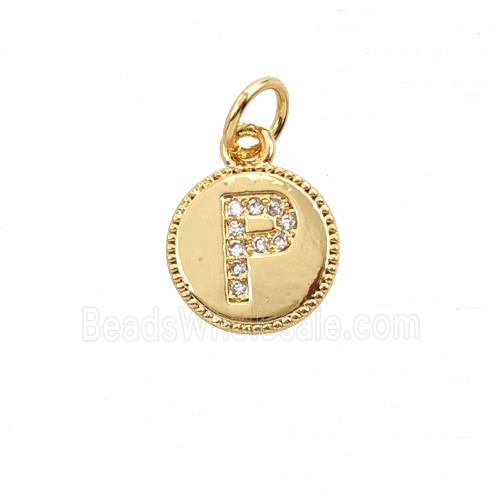 Copper Letter-P Pendant Pave Zirconia 18K Gold Plated