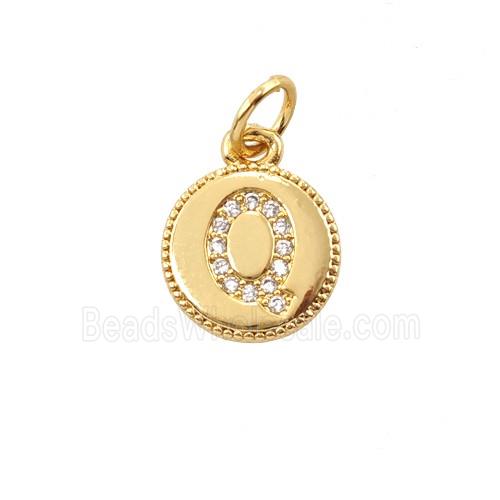 Copper Letter-Q Pendant Pave Zirconia 18K Gold Plated