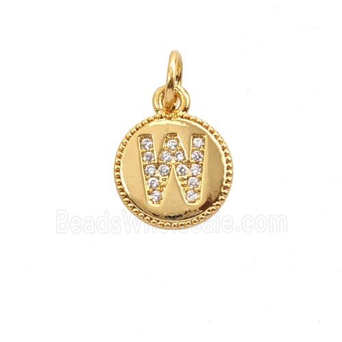 Copper Letter-W Pendant Pave Zirconia 18K Gold Plated