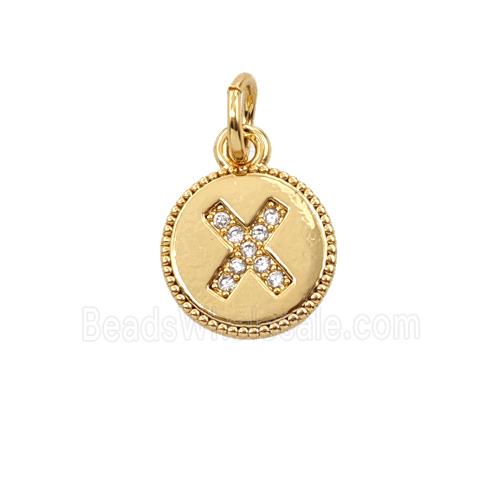 Copper Letter-X Pendant Pave Zirconia 18K Gold Plated