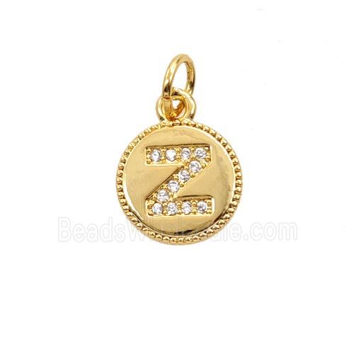Copper Letter-Z Pendant Pave Zirconia 18K Gold Plated