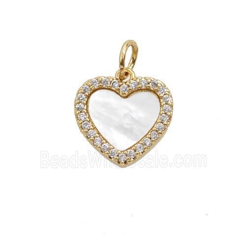 Copper Heart Pendant Pave Zirconia Shell 18K Gold Plated