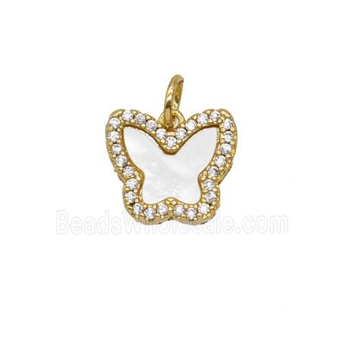 Copper Butterfly Pendant Pave Zirconia Shell 18K Gold Plated