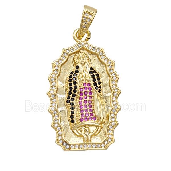 Copper Jesus Pendant Pave Zirconia 18K Gold Plated