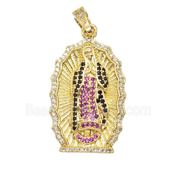 Copper Jesus Pendant Pave Zirconia 18K Gold Plated