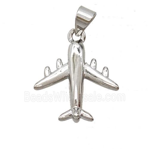 Copper Airplane Pendant Platinum Plated