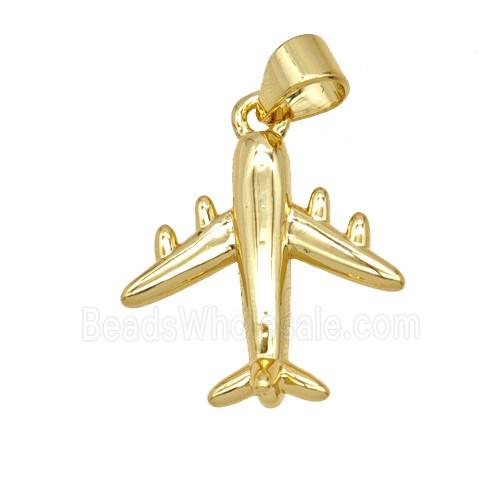 Copper Airplane Pendant 18K Gold Plated