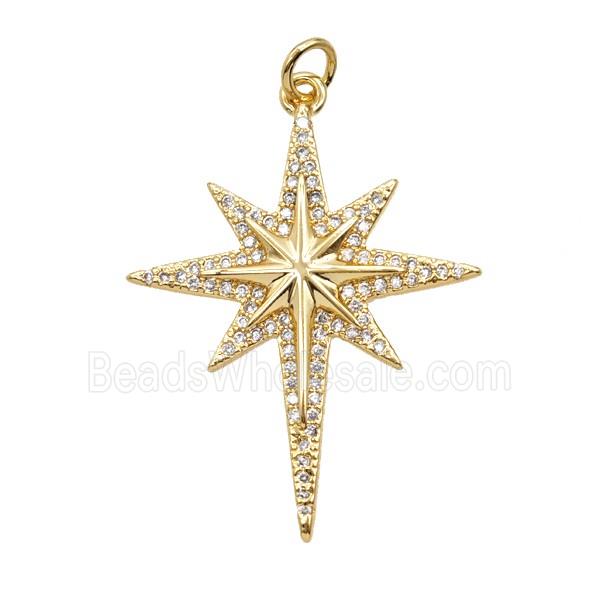 Copper Northstar Pendant Pave Zirconia 18K Gold Plated