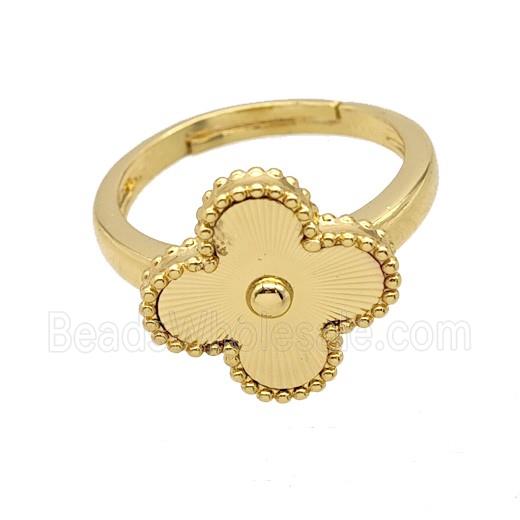 Copper Clover Rings Adjustable 18K Gold Plated