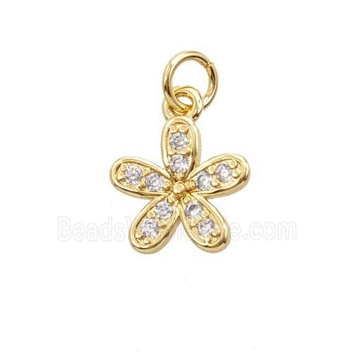 Copper Flower Pendant Pave Zirconia 18K Gold Plated