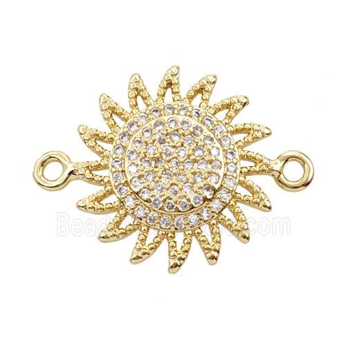 Copper Sun Connector Pave Zirconia 18K Gold Plated